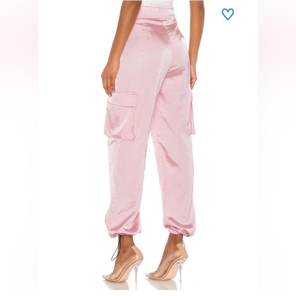 Superdown Seleste Pink Satin Drawstring Cargo Joggers - Picture 2 of 8